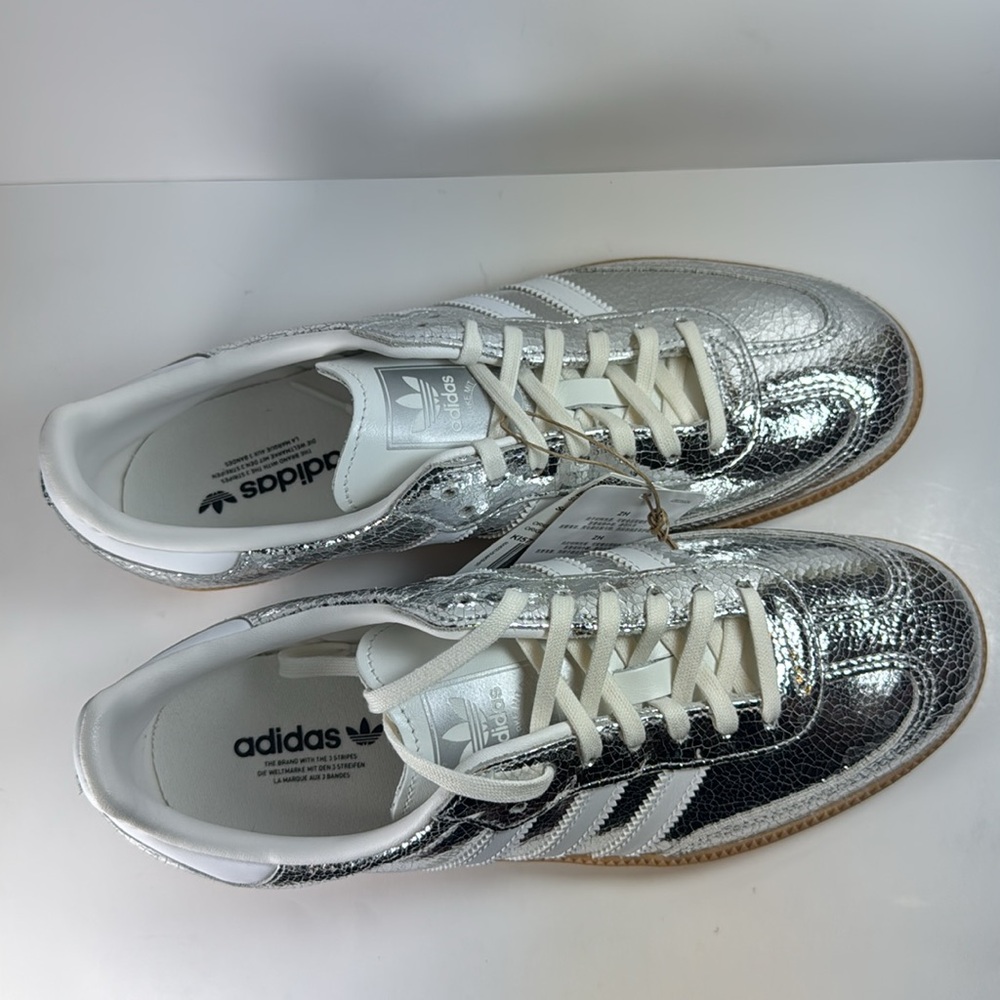 Adidas Samba OG Metallic Silver Cracked Leather Women’s Size 8 Sneakers - Picture 5 of 12
